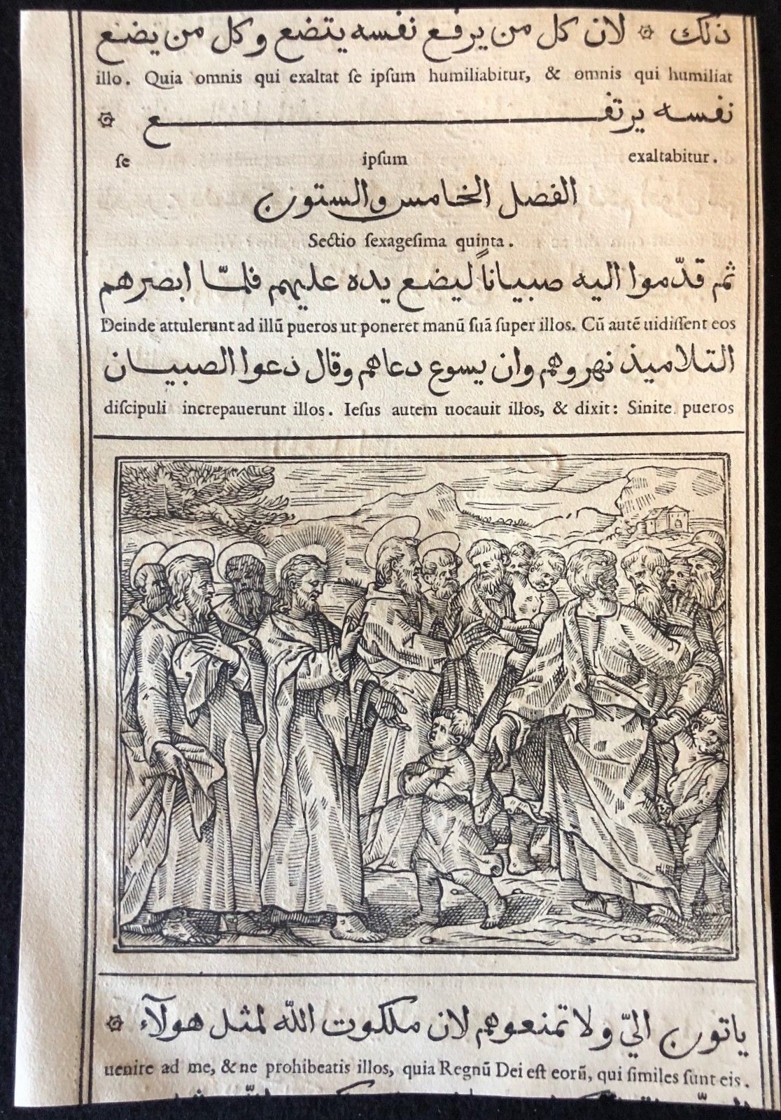 1591 Arabic Gospels Jesus and Little Children Woodcut Tempesta Raimondi Rome – Image 2