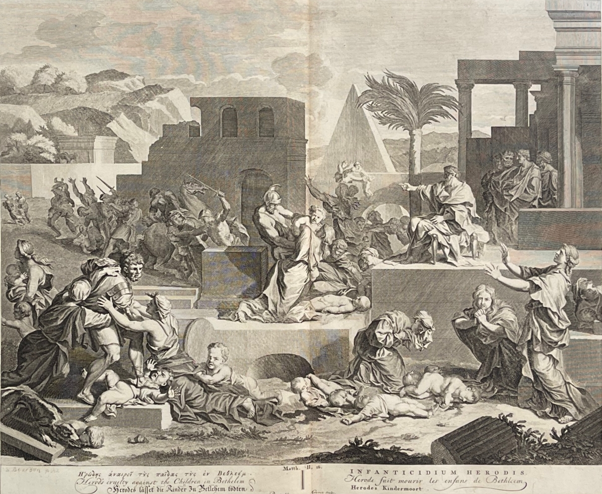 Hérode Ier massacre des innocents de Bethléem Engraving Bernard Picart 1728 – Image 2