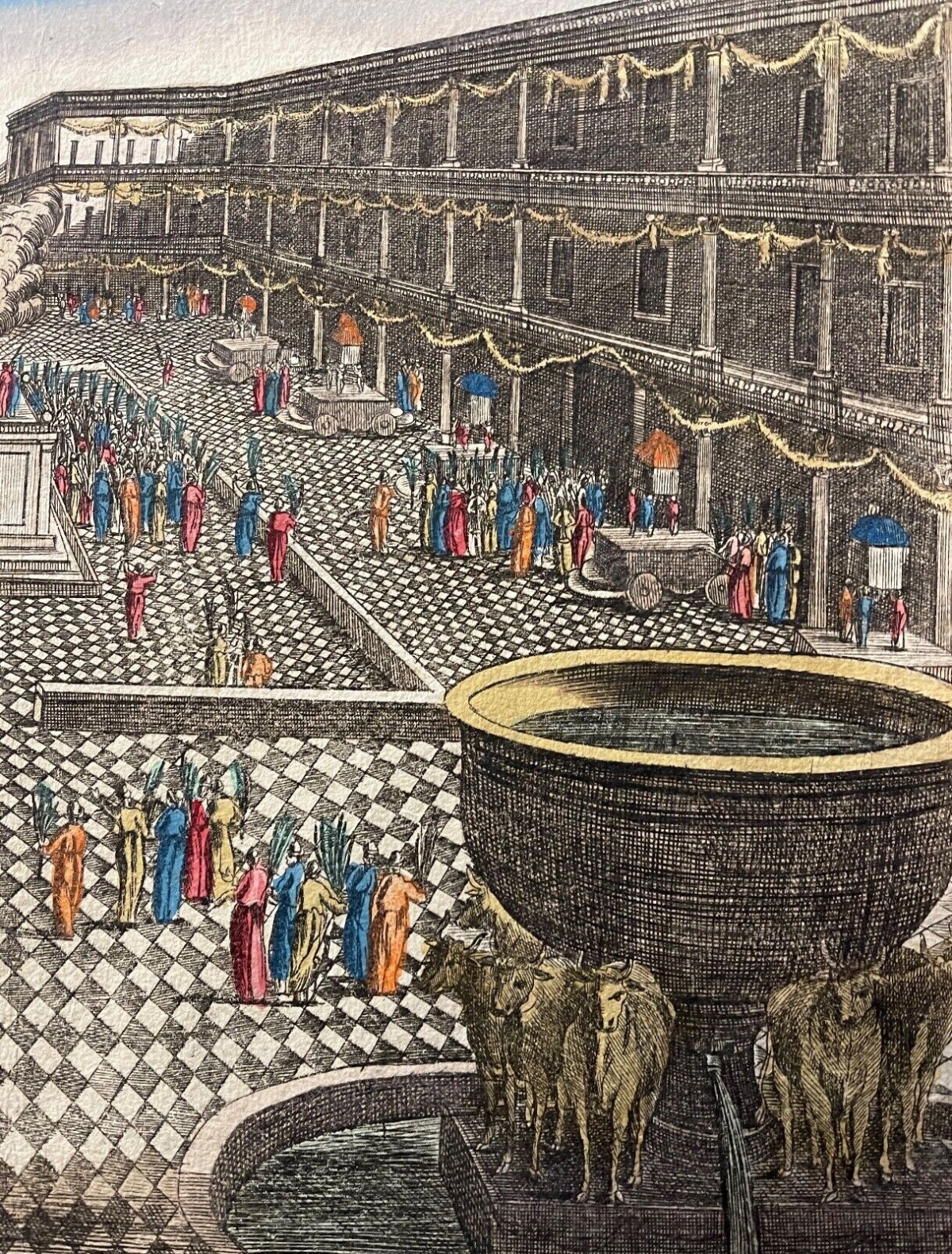 Jerusalem Great Hosanna Feast of Tabernacles Antique Engraving ca 1725 – Image 9