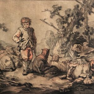 Jean-Baptiste Huet graveur Gilles Demarteau à la manière de crayon  XIXe jeune Berger