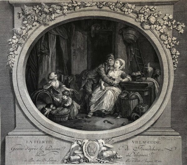 La Félicité Villageoise 1784 Engraving Jean-Louis Delignon d’après Freudeberg