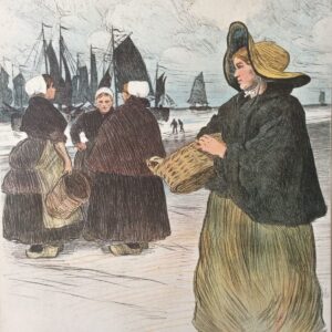 Louis Borgex Les Sardinières Lithographie Originale Couleurs Engraving 1898