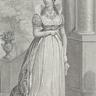 Marie-Louise impératrice épouse de Napoléon portrait en pied gravure par Mondain vers 1835