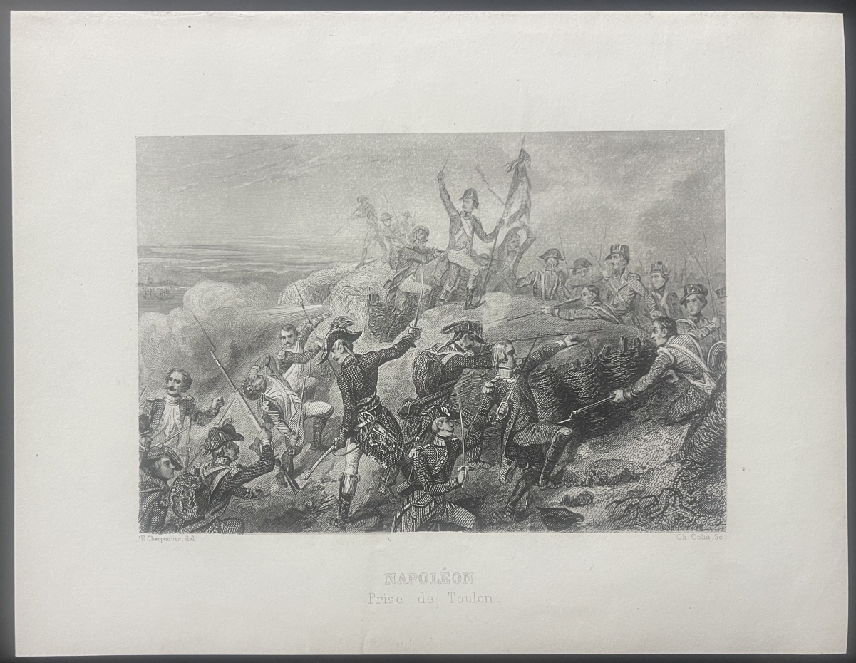 Napoléon Bonaparte Prise de Toulon 1793 Engraving de Colin 1850 Histoire Empire – Image 2
