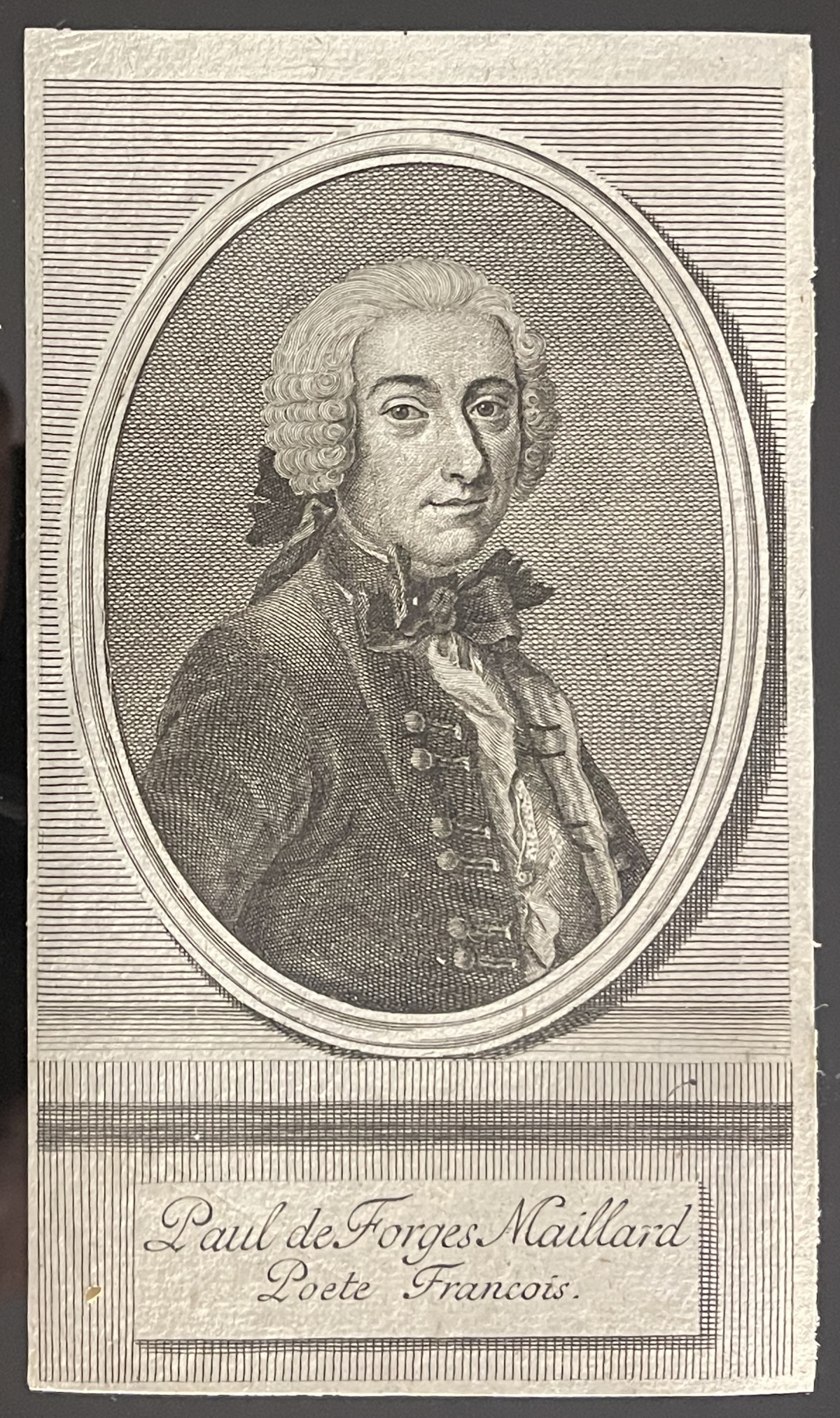 Paul Des Forges Maillard 1669-1772 poète français Bretagne Engraving 1743