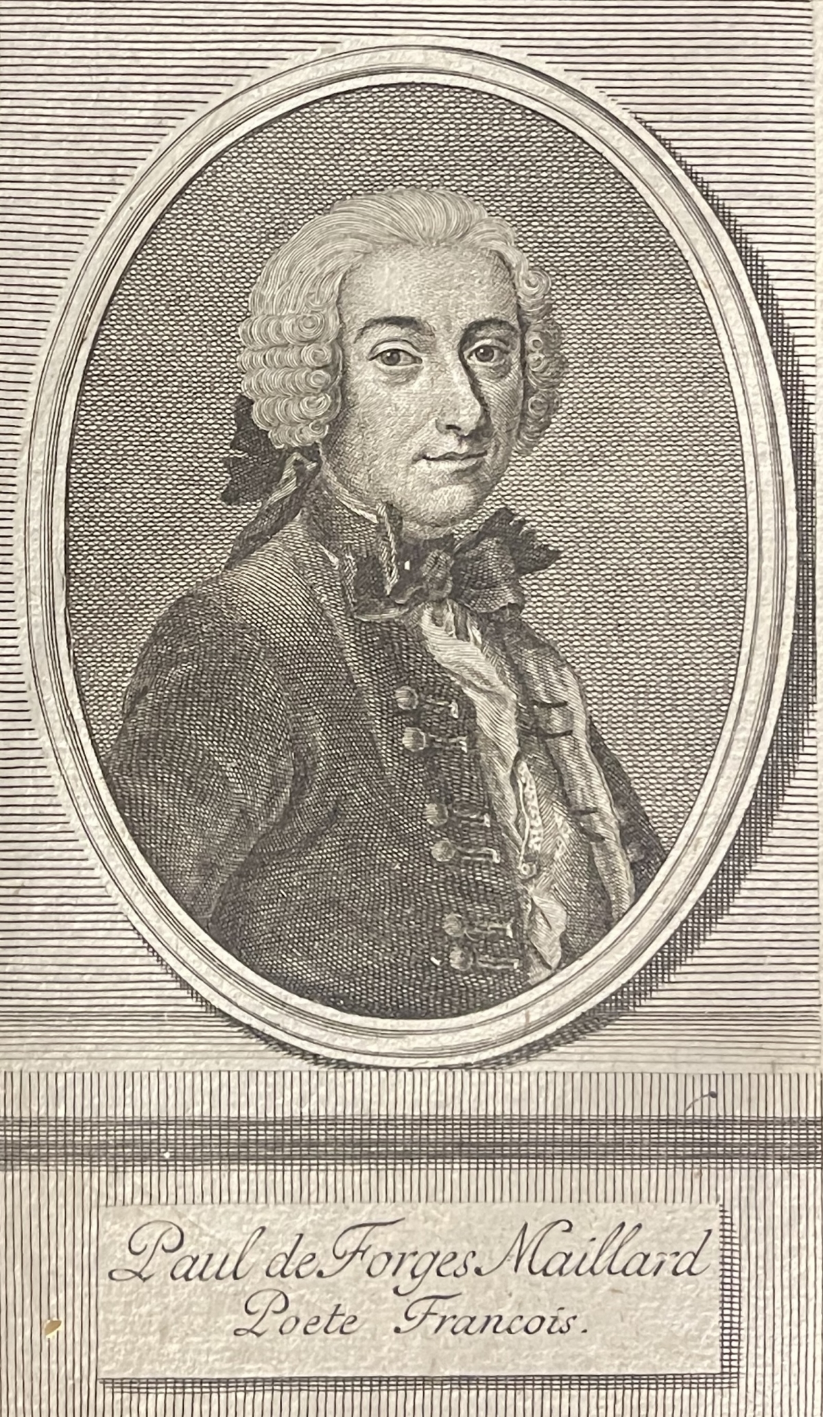 Paul Des Forges Maillard 1669-1772 poète français Bretagne Engraving 1743 – Image 4