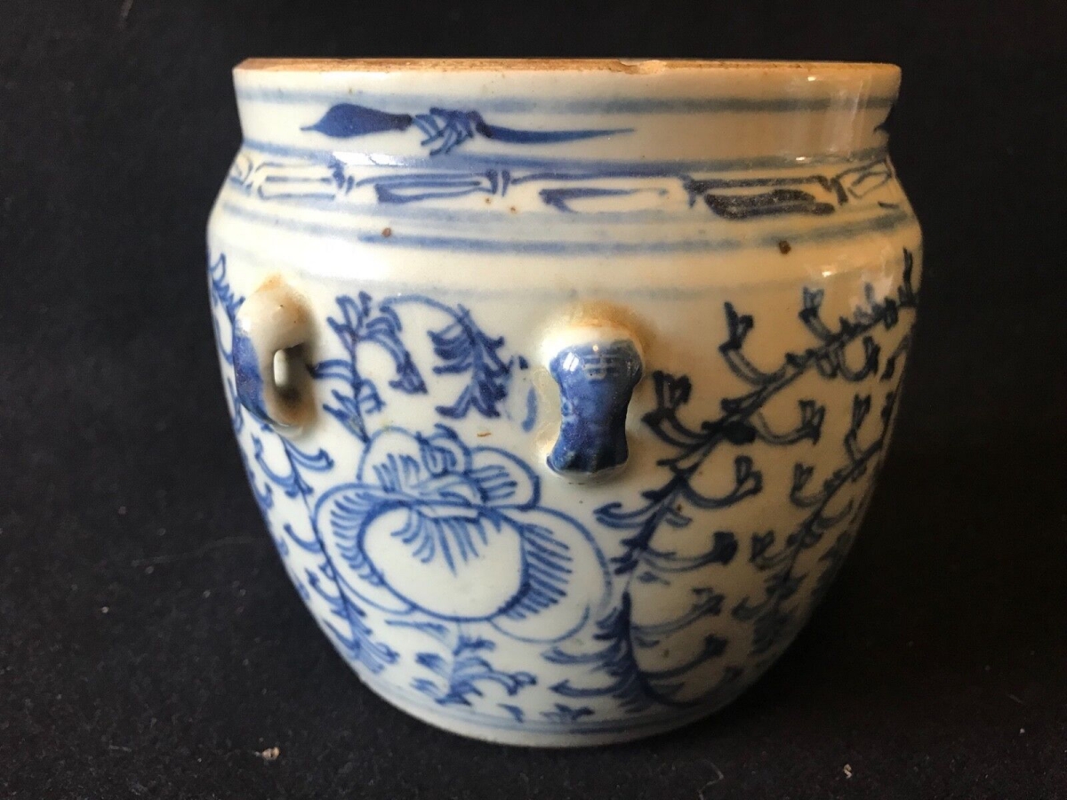 Vietnam pot à anses blanc bleu sur fond céladon XVIII ou XIXe pot with handles – Image 4
