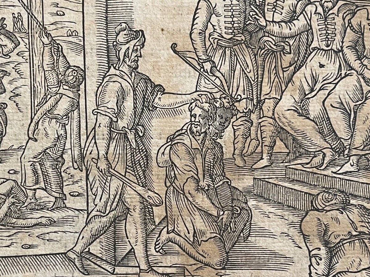 Ottoman Empire André Thevet 1575 Woodcut Christian Slaves Turkey Engraving – Image 2