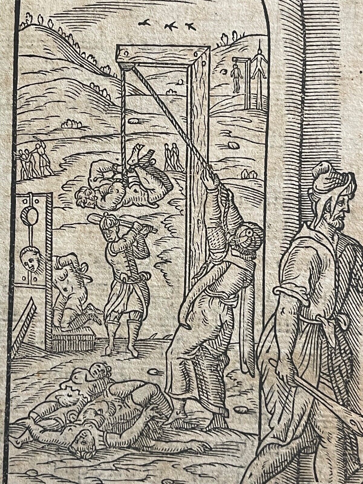 Ottoman Empire André Thevet 1575 Woodcut Christian Slaves Turkey Engraving – Image 3