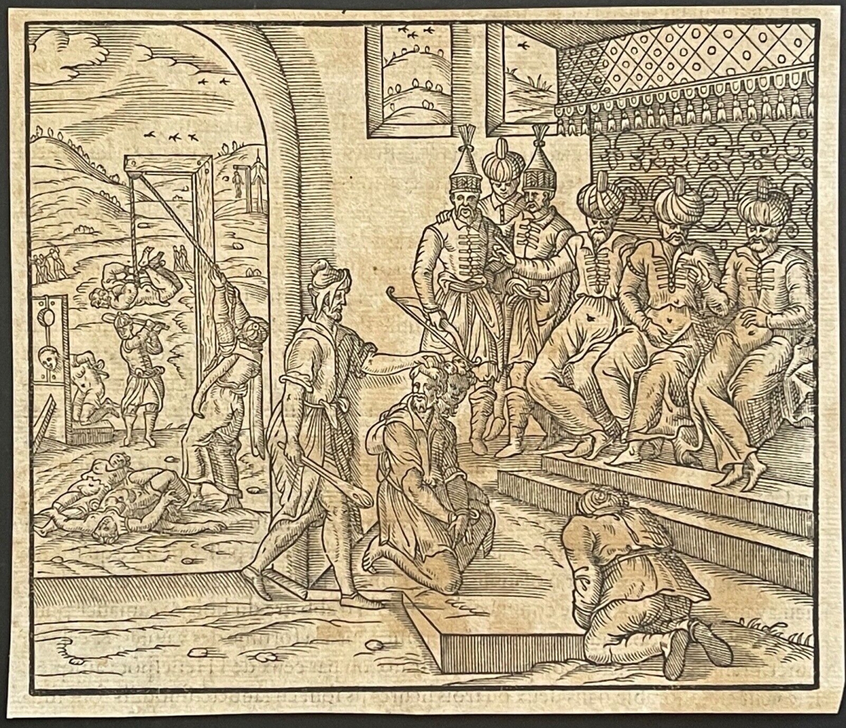 Ottoman Empire André Thevet 1575 Woodcut Christian Slaves Turkey Engraving – Image 7