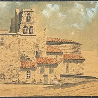 Marseille Vieille Major Église Romane Ancienne vers 1840 French watercolor