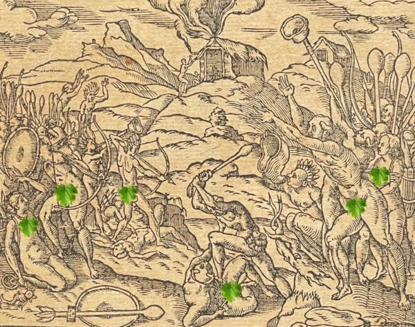 Brésil Engraving Xylographique de 1575 Tupinamba Cannibales André Thevet