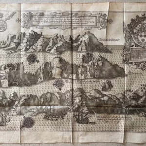 1598 Map of Saint Helena Island Engraving Jan Huygen van Linschoten Antique