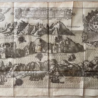 1598 Map of Saint Helena Island Engraving Jan Huygen van Linschoten Antique