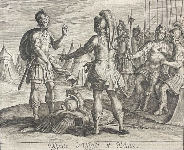 Antonio Tempesta 1555-1630 Dispute Ulysse et Ajax 1619 Guerre de Troie Engraving