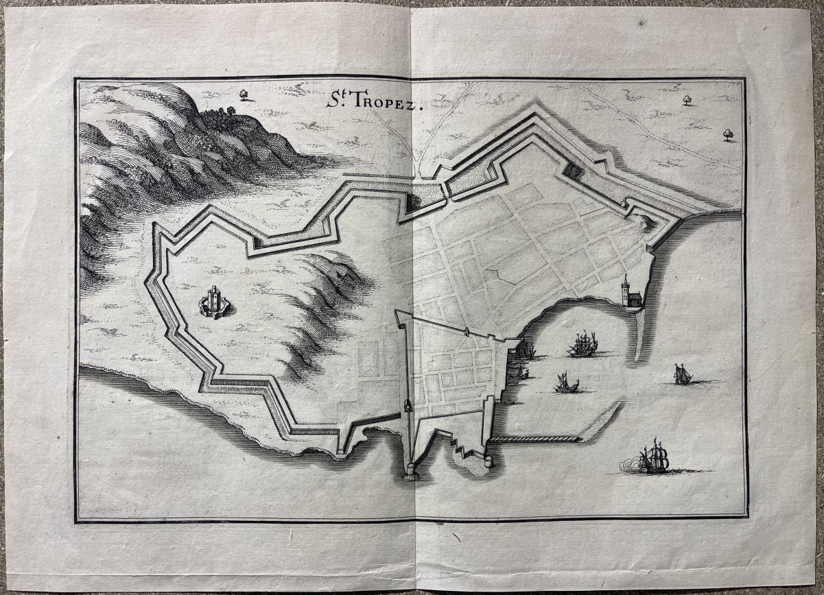 Saint-Tropez 1655 carte originale de Mathieu Mérian Provence France Engraving – Image 5