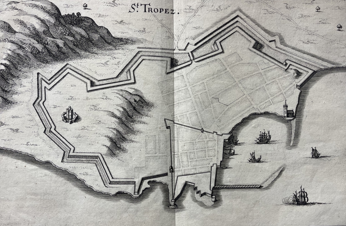 Saint-Tropez 1655 carte originale de Mathieu Mérian Provence France Engraving – Image 4