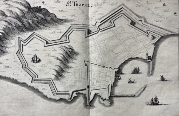 Saint-Tropez 1655 carte originale de Mathieu Mérian Provence France Engraving