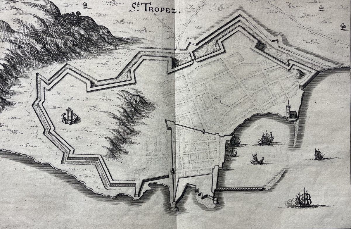 Saint-Tropez 1655 carte originale de Mathieu Mérian Provence France Engraving