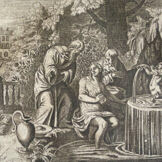 Suzanne et les vieillards gravure au burin du XVIIe siècle d’après Matthäus Merian