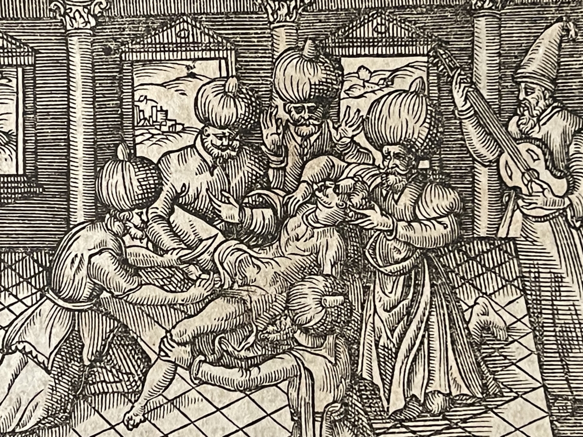 Tamerlane Circumcision Scene Woodcut 1575 André Thevet Ottoman Mongol Court – Image 3