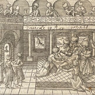 Tamerlane Circumcision Scene Woodcut 1575 André Thevet Ottoman Mongol Court