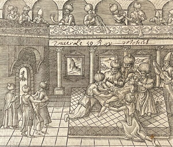 Tamerlane Circumcision Scene Woodcut 1575 André Thevet Ottoman Mongol Court