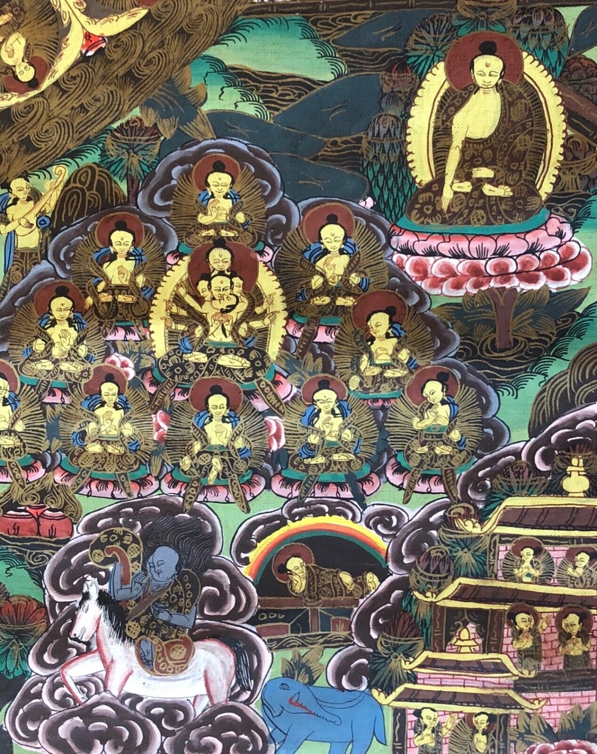 Large Tibetan Buddhist Thangka Wheel Of Life Dharma Mandala Painting Nepal Tibet – Image 8