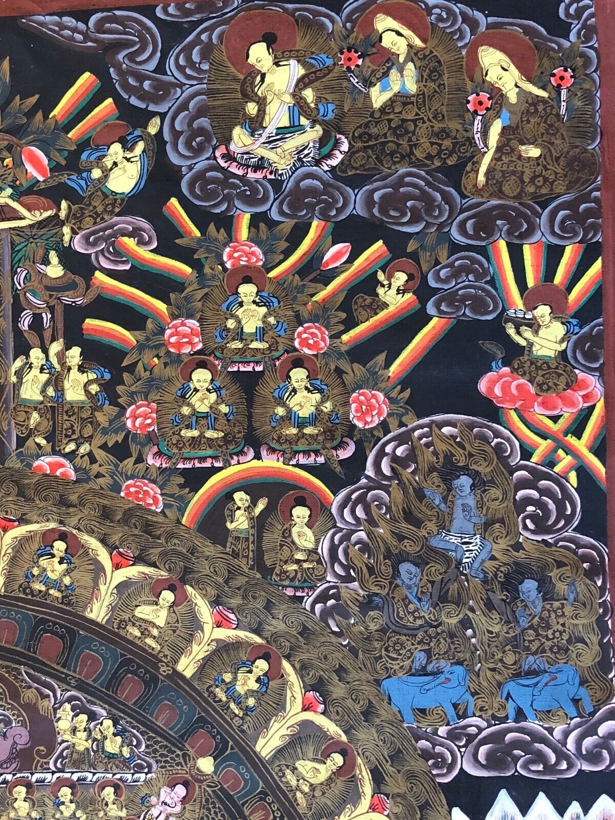 Large Tibetan Buddhist Thangka Wheel Of Life Dharma Mandala Painting Nepal Tibet – Image 6