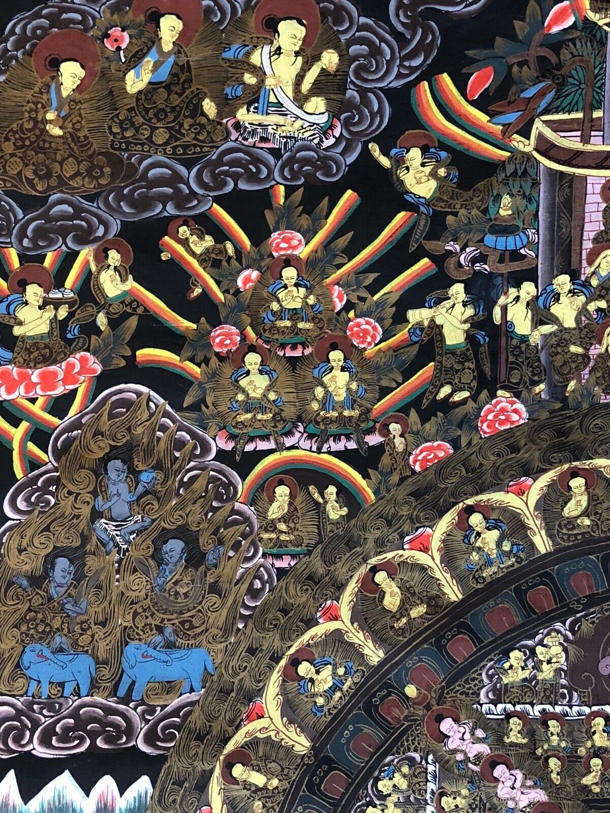 Large Tibetan Buddhist Thangka Wheel Of Life Dharma Mandala Painting Nepal Tibet – Image 5