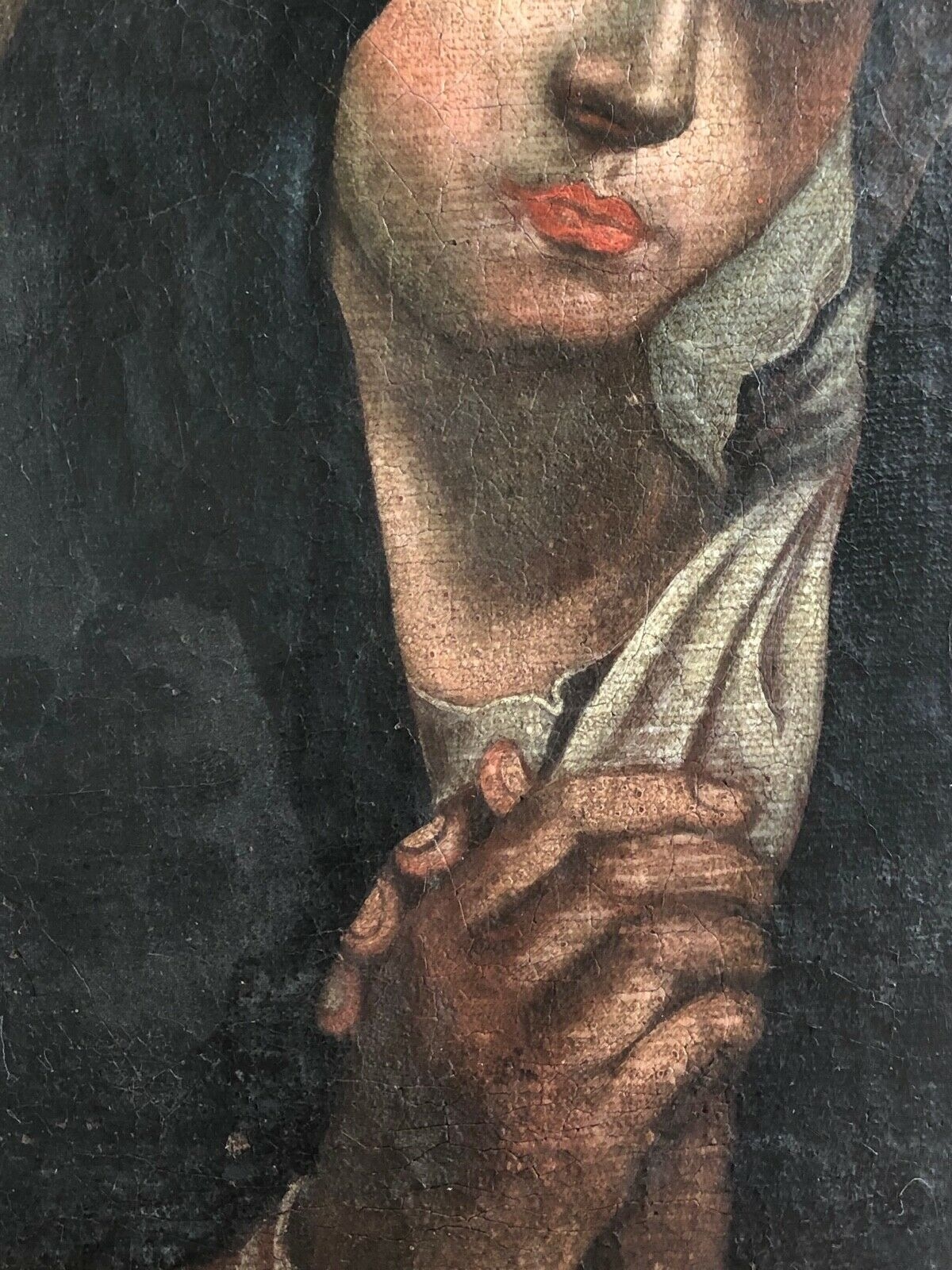 Vierge de douleur huile sur toile XVIIe siècle école italienne Mater Dolorosa – Image 8