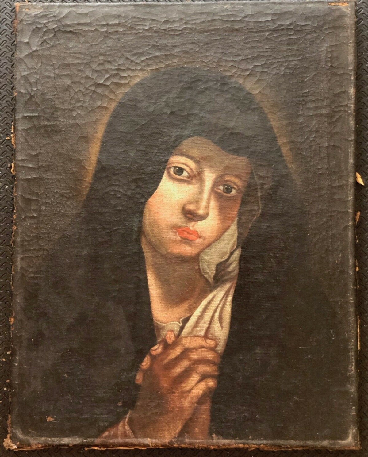 Vierge de douleur huile sur toile XVIIe siècle école italienne Mater Dolorosa – Image 2