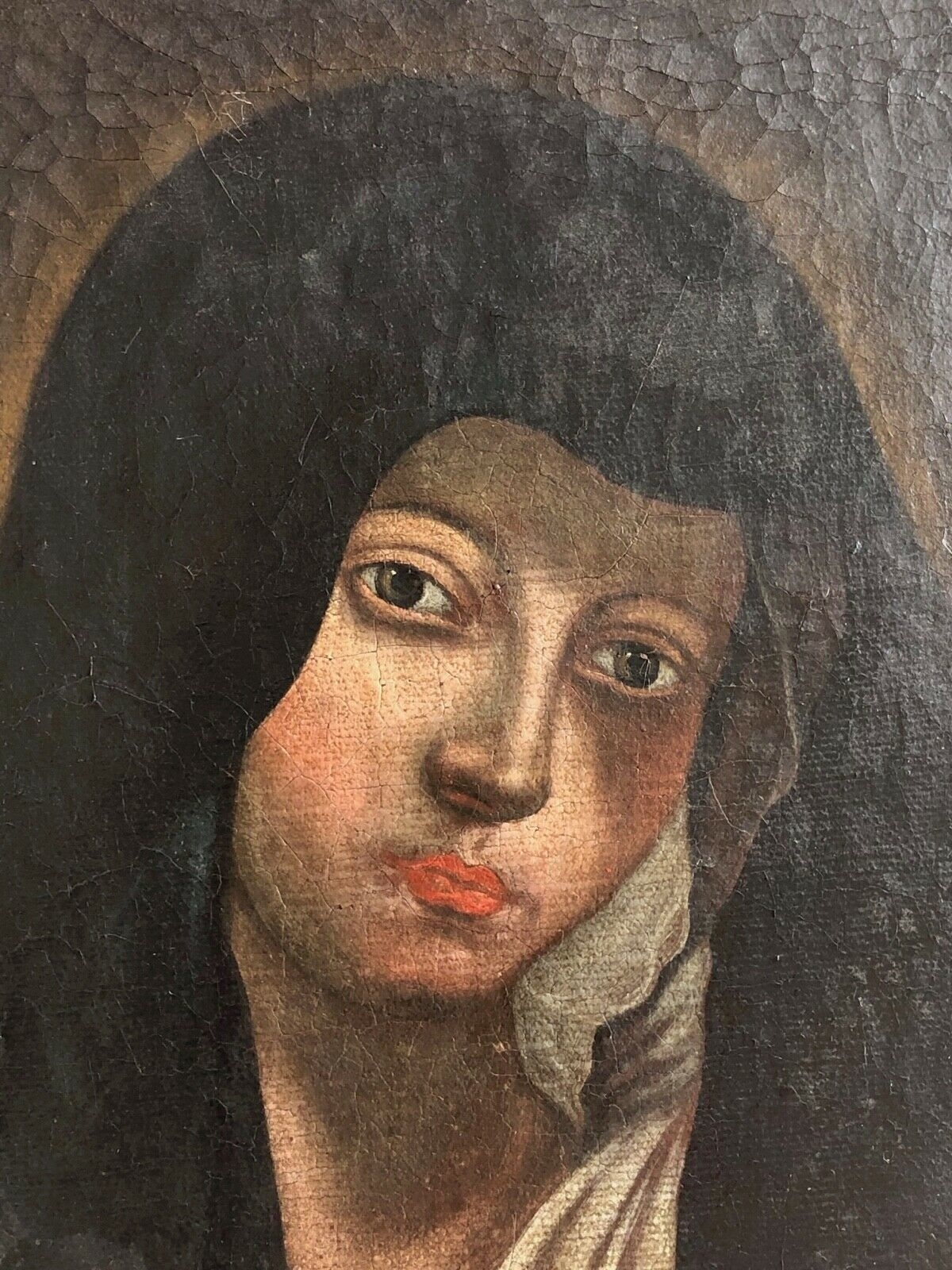 Vierge de douleur huile sur toile XVIIe siècle école italienne Mater Dolorosa – Image 7