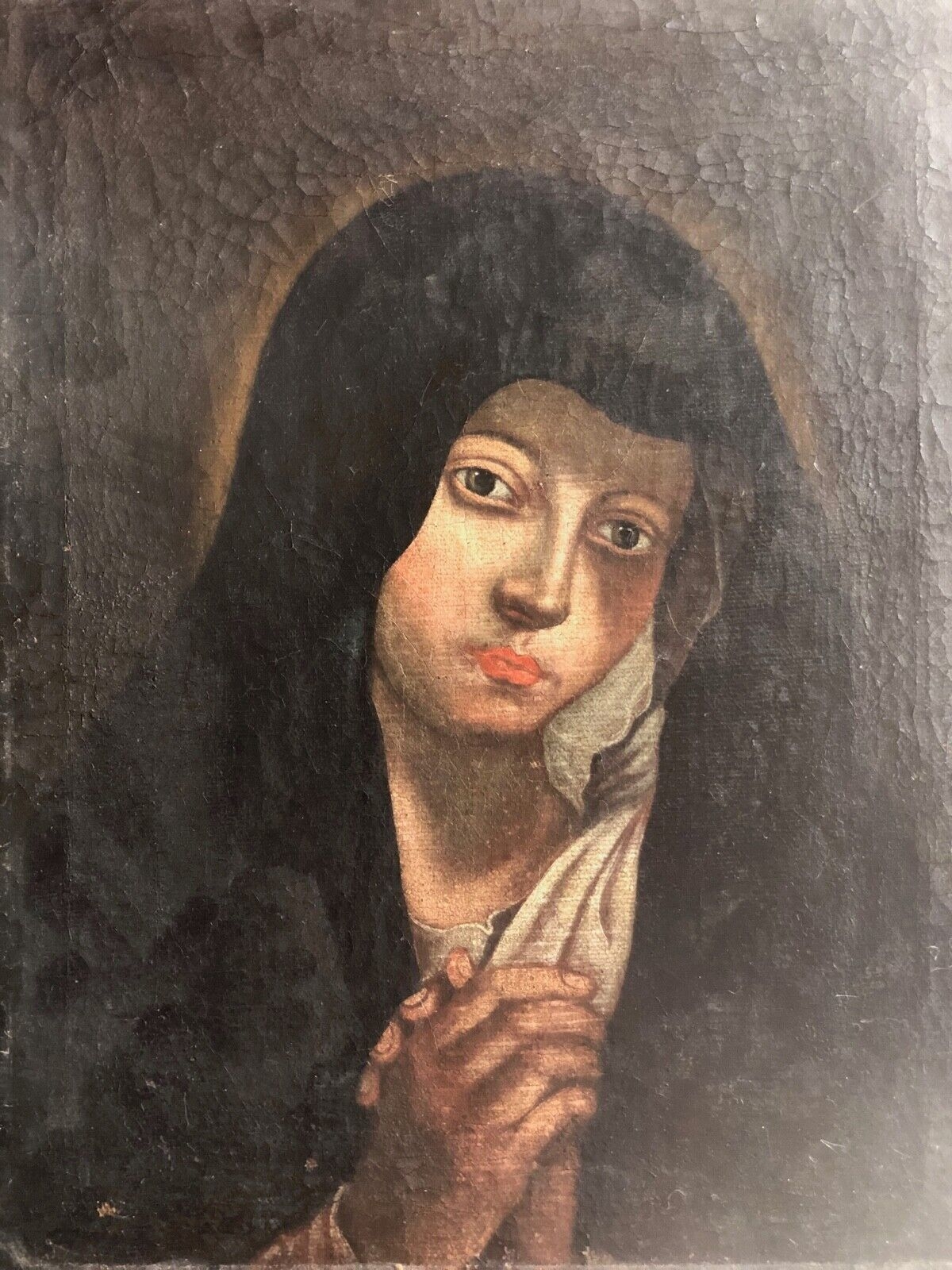 Vierge de douleur huile sur toile XVIIe siècle école italienne Mater Dolorosa – Image 3