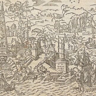 1575 André Thevet Athens Greece Athina Original Woodcut Xylography Antique Print