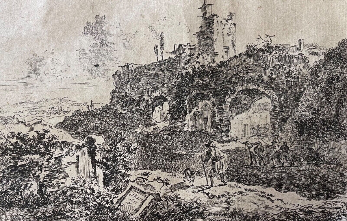 1653 Rome Italy Ancient Aqueduct Etching Van der Kabel after Kierings – Image 9