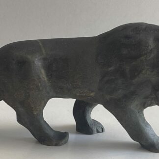 African Bronze Lion Sculpture Lost Wax Cast Animal Figure XX Century