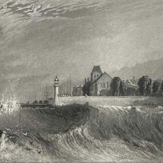 Quillebeuf-sur-Seine Eure Antique Engraving JMW Turner France c 1833 Normandie