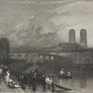 Mantes-la-Jolie France c 1833 Antique Engraving JMW Turner
