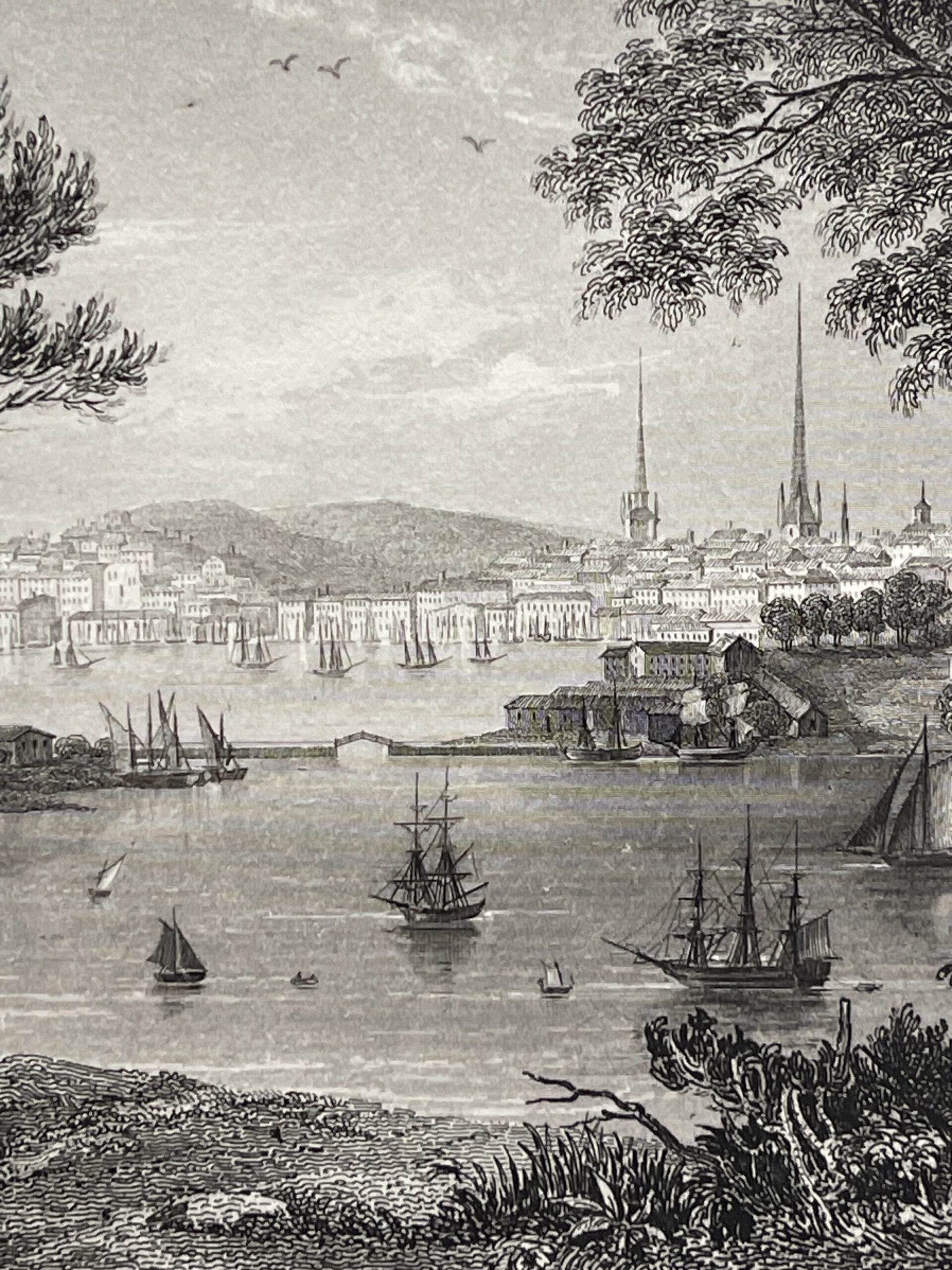 Stockholm Sweden Harbour Antique Engraving 1843 by Rouargue Suède – Image 4