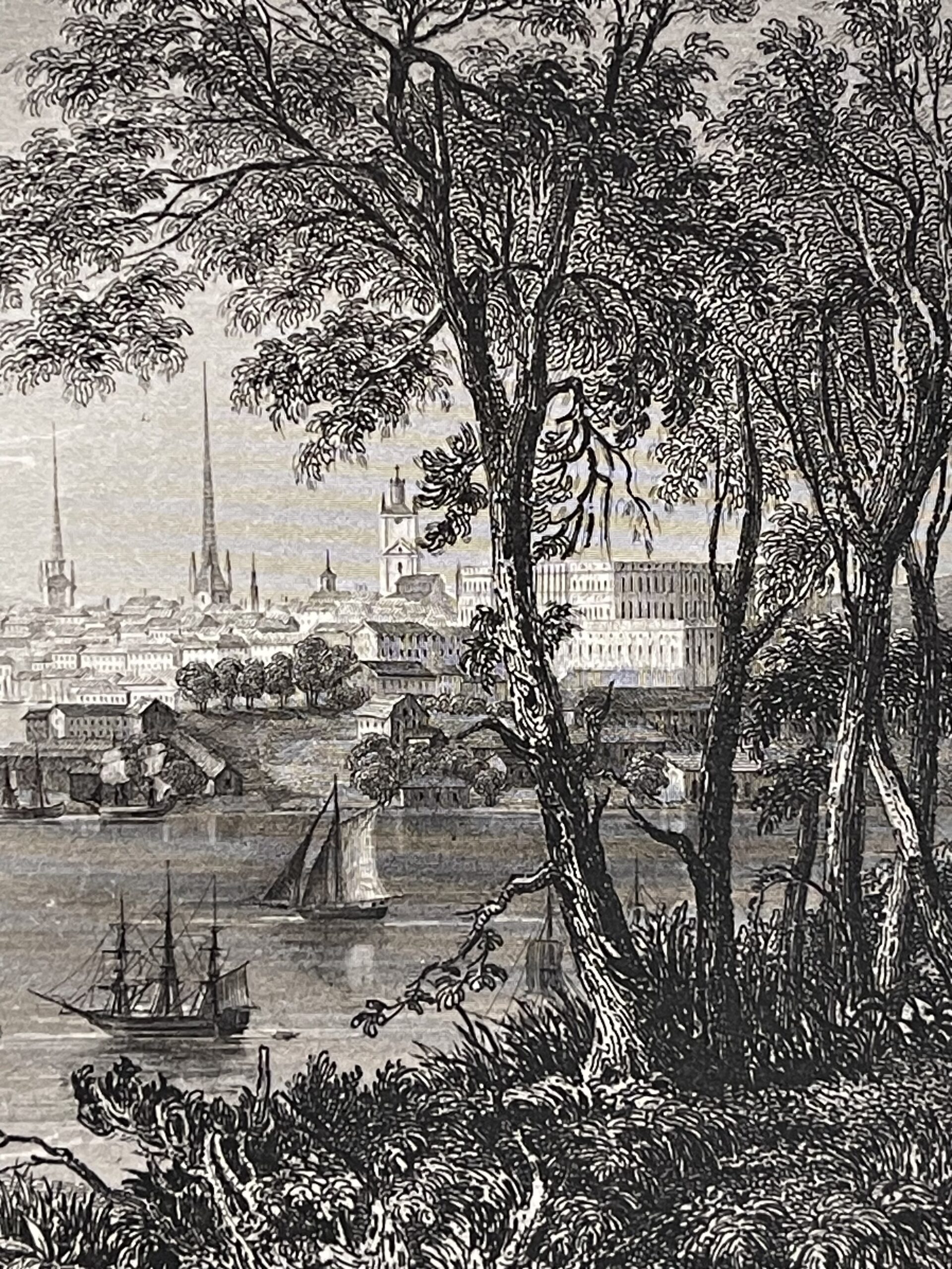 Stockholm Sweden Harbour Antique Engraving 1843 by Rouargue Suède – Image 3