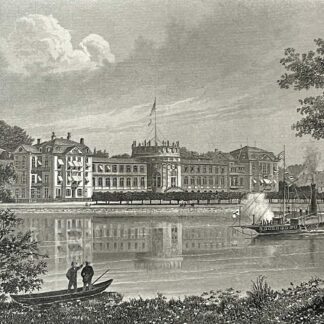 Biebrich Palace on the Rhine Antique Steel Engraving Allemagne c 1880 Germany