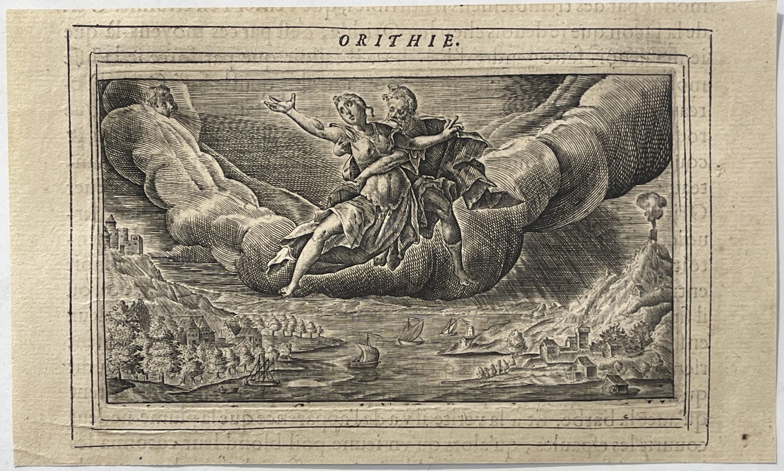 The Abduction of Orithyia by Boreas Antique Engraving after Ovid's 1622 – Image 2