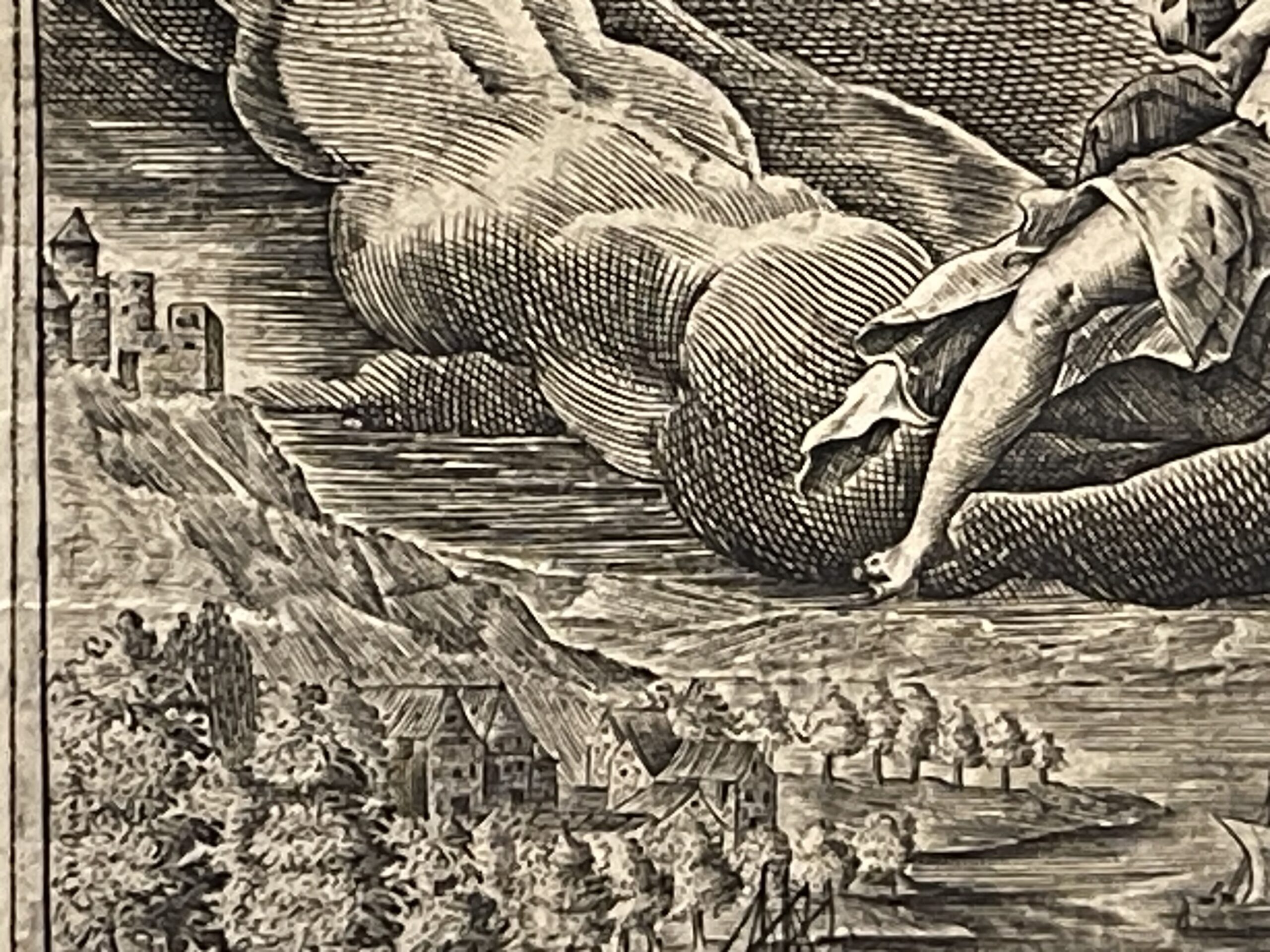 The Abduction of Orithyia by Boreas Antique Engraving after Ovid's 1622 – Image 5