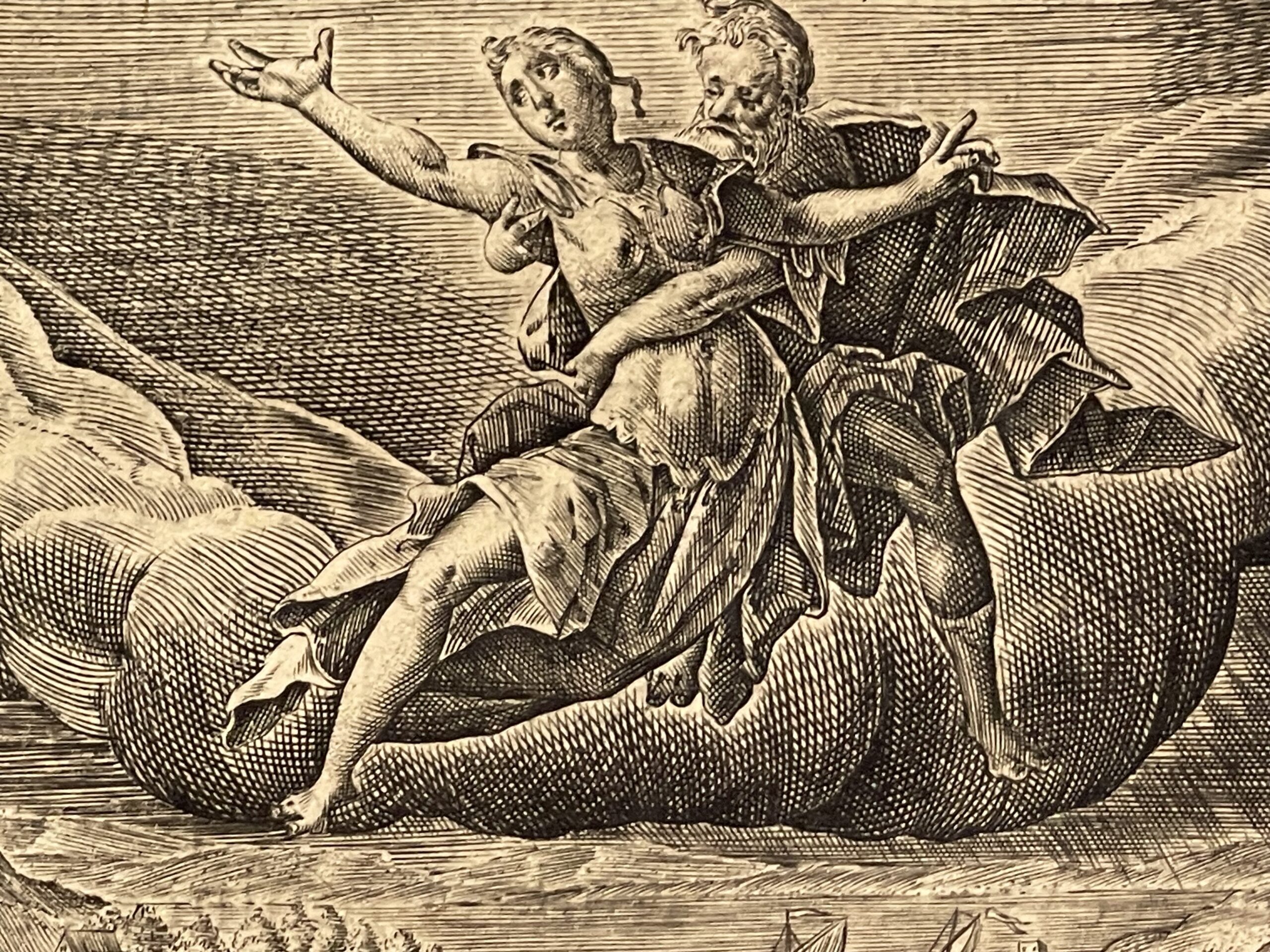 The Abduction of Orithyia by Boreas Antique Engraving after Ovid's 1622 – Image 3