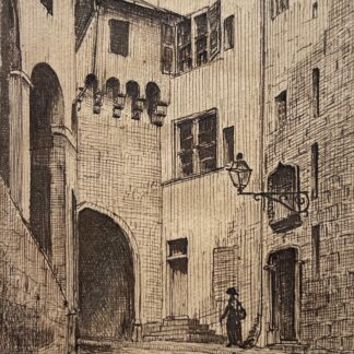 Original 19th Century Ink Drawing Chambéry Château de Savoie La Rampe France XIX