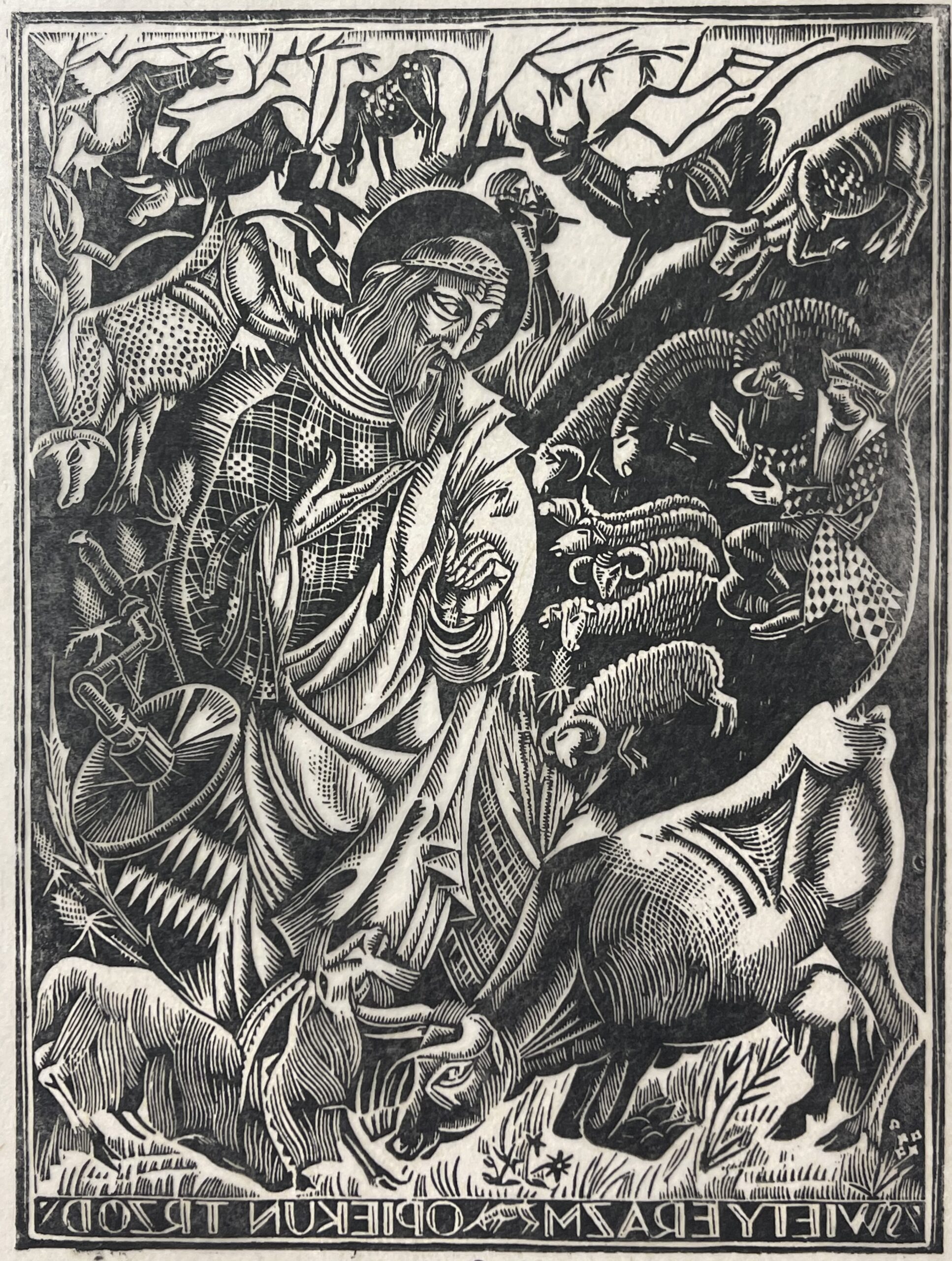 Tadeusz Kulisiewicz – Saint George Protector of the Herds – 1931 Polish Woodcut – Image 3