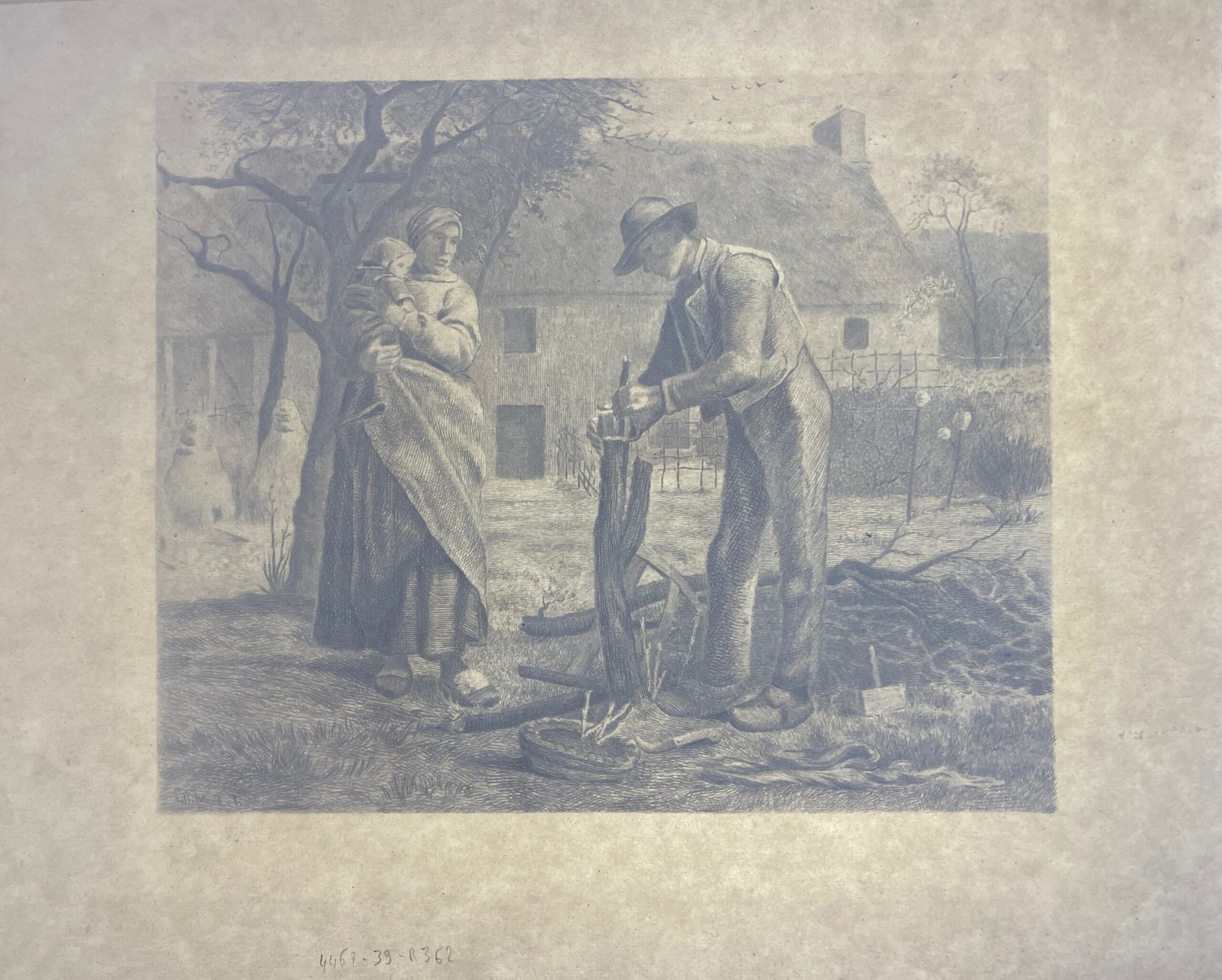 Jean-François Millet The Grafter 1890 Drypoint Etching by E. Salomon Barbizon – Image 4