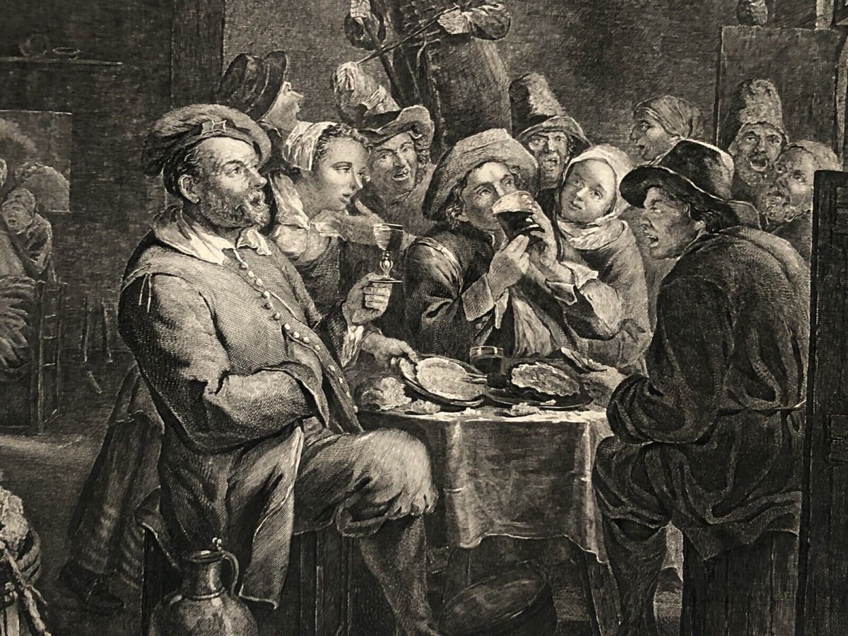 1766 Jacques Claude Danzel after Gillis van Tilborgh "A la Santé du Roi" – Image 3