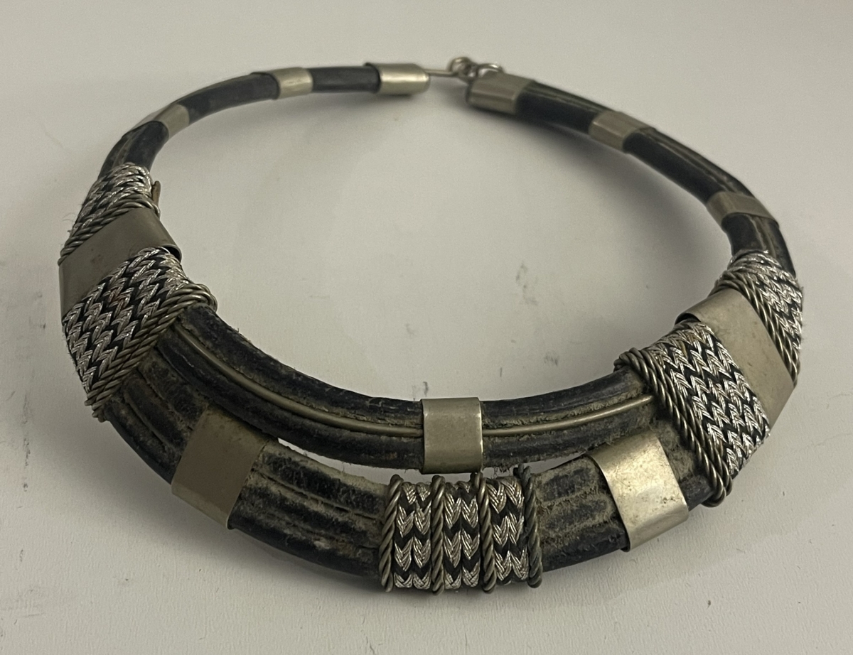 Touareg Silver & Leather Ethnic Choker Necklace African Tribal Jewelry XX – Image 10